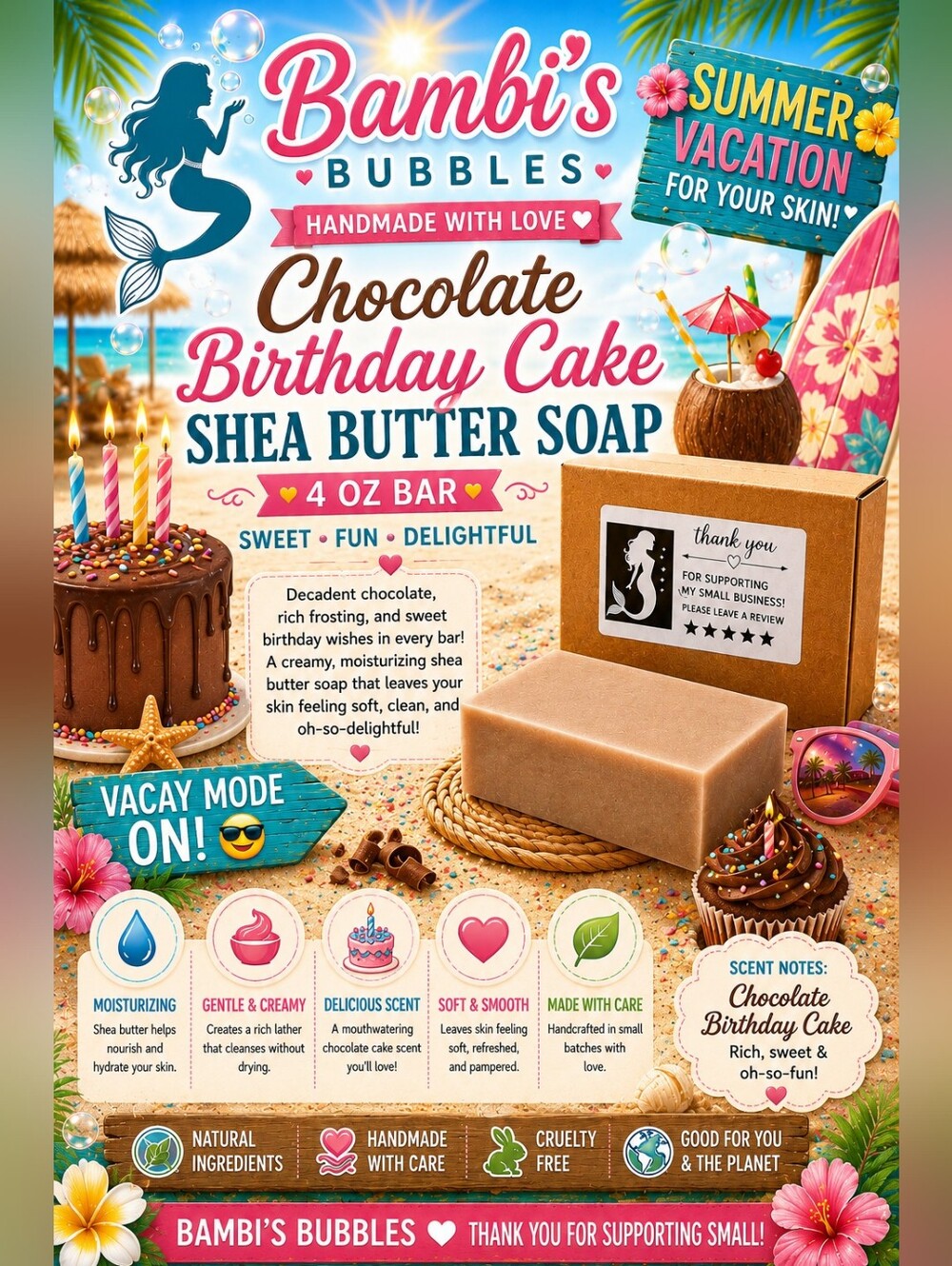 New! Hand Crafted Sugar Rush Collection 4oz Shea Butter Soap Assorted Scents - Picture 4 of 10